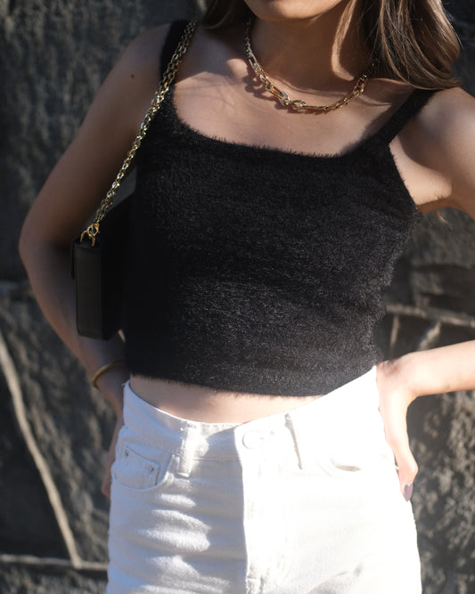 Fluffy Tank Top - Black