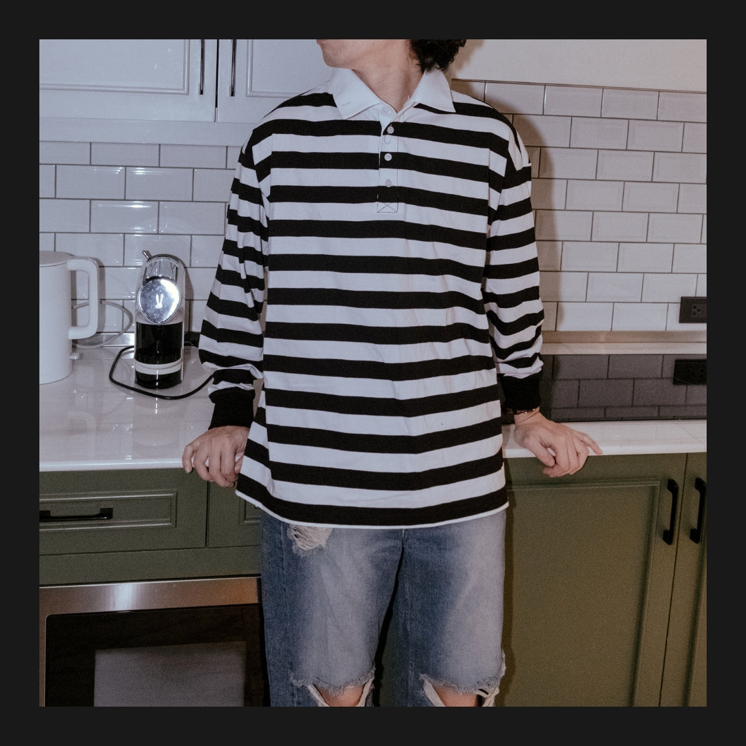 Polo Collar Basic Stripes Tee
