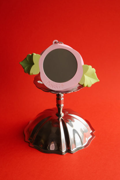 PetitSerie / Silk Rosette Mirror Charm [Lilac + Green]