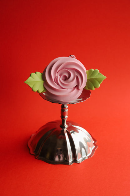 PetitSerie / Silk Rosette Mirror Charm [Lilac + Green]