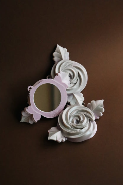 PetitSerie / Silk Rosette Mirror Charm [Silver Lilac]