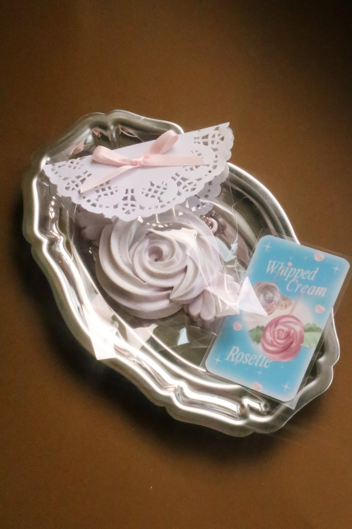 PetitSerie / Silk Rosette Mirror Charm [Silver Lilac]