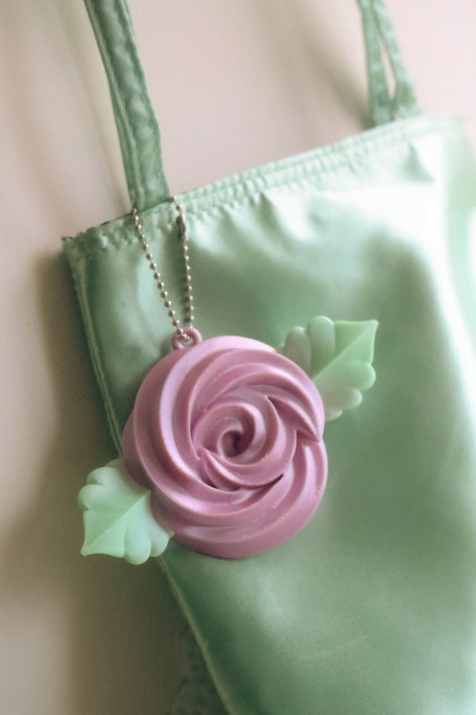 PetitSerie / Silk Rosette Mirror Charm [Lilac + Green]