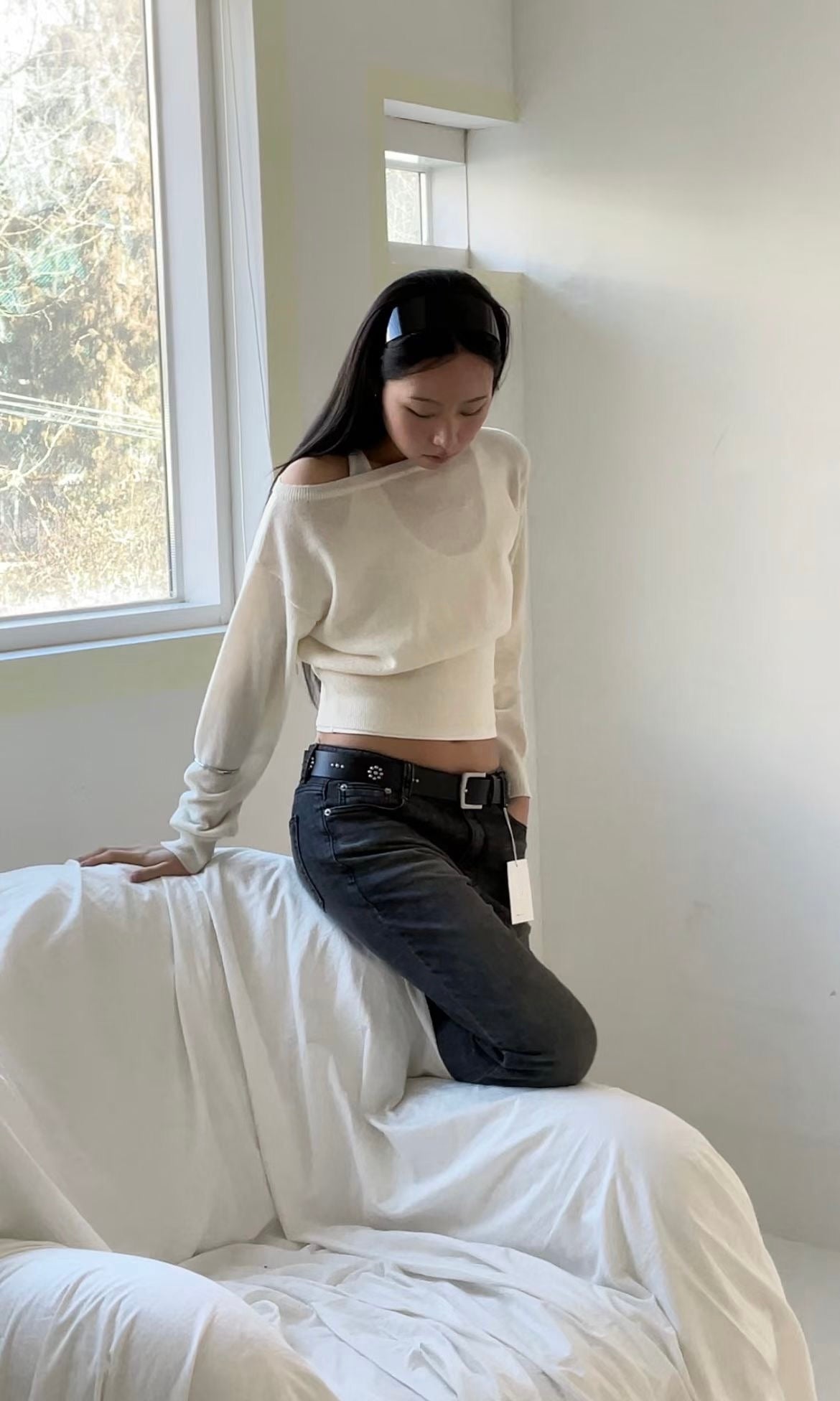 [ 🆕 軟淋淋~ 斜膊軟薄冷衫] Couch Sheer Sweater - 4 colours