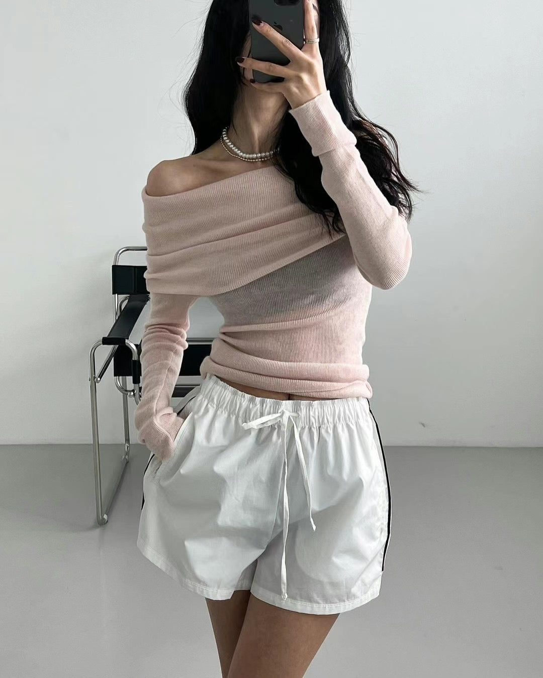 [ 必備 ! 軟糯親膚氣質款 ] Second Skin Off Shoulder Sheer Top - 4 colours