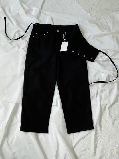 Grommet Overlay Cropped Trousers