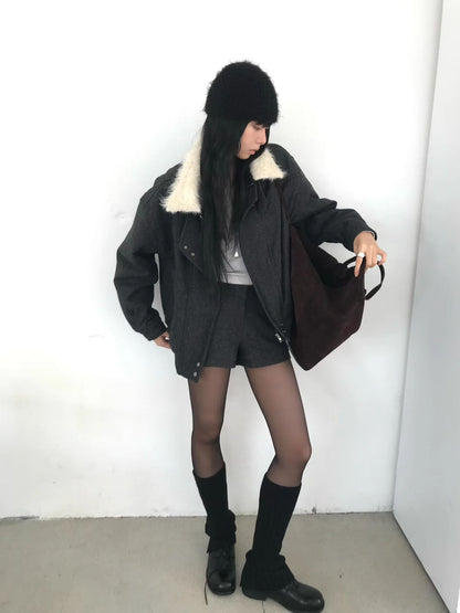 [ 潮流 pick! 歐美型格暖笠笠外套 ] Bomber Faux Jacket  - 2 colours