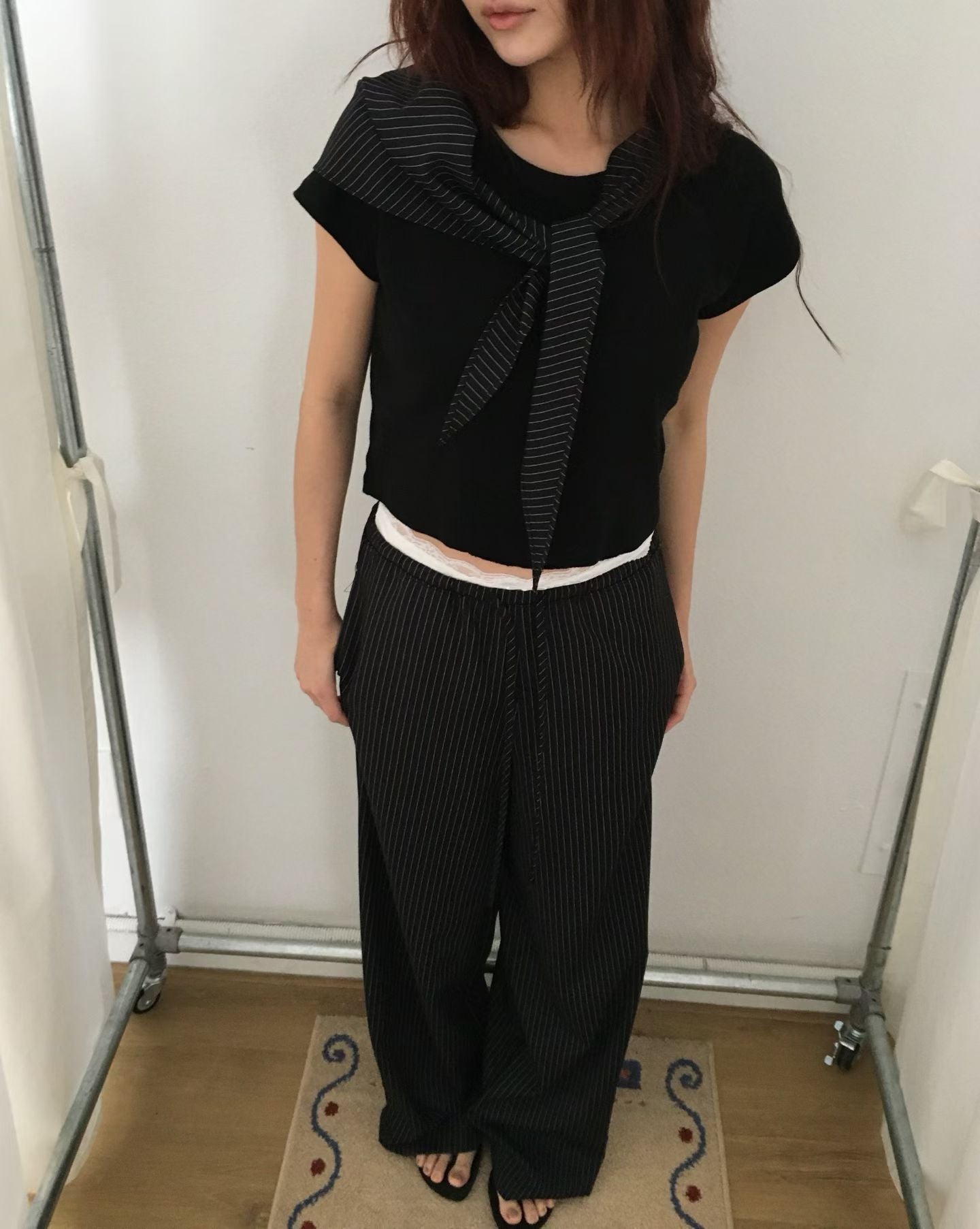 [ 🆕 極力大推薦 .✦ ݁˖ 清爽涼浸浸⋆˚࿔直間休長褲 ] Everyday Pants Stripes (with small scarf) - 2 colours