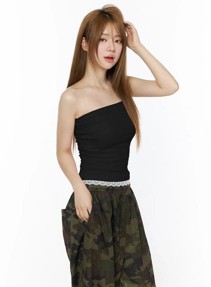 🆕 Lace-Trim Strapless Tube Top - 3 colours