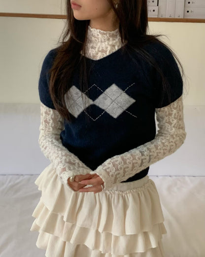 [ 🆕 溫柔氣質 🐚 透視蝴蝶結 lace ] Lacey Bow Turtle Neck Top - 3 colours