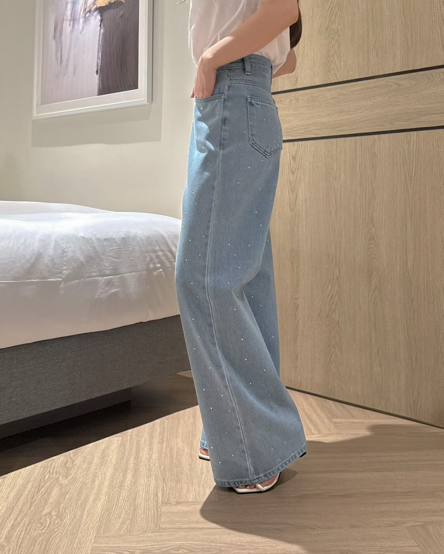 🆕 Sparkle Straight Wide-Leg Jeans - 3 colours