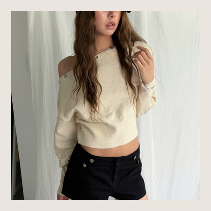 Asymmetrical Sweater With Buttons - 3 colours