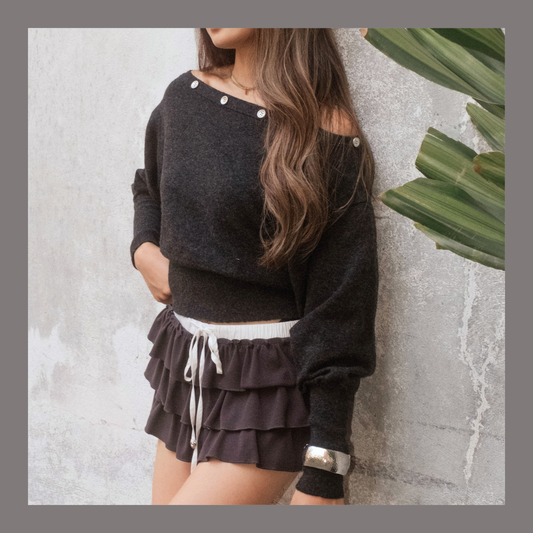 Asymmetrical Sweater With Buttons - 3 colours