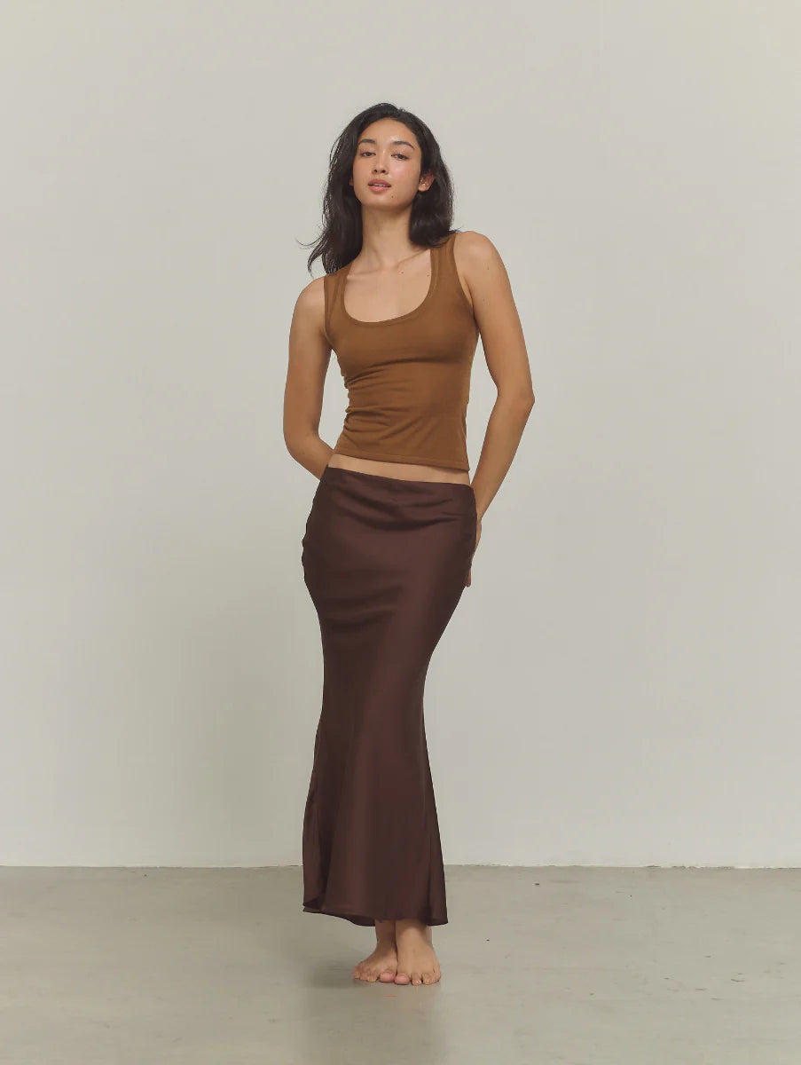 [ Premium ⚜️ ] Leila Layered Knit Top - Brown
