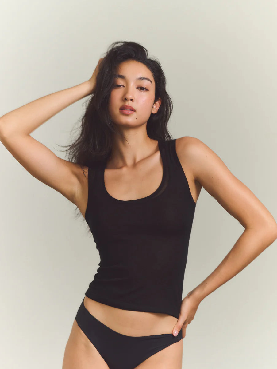[ Premium ⚜️ ] Leila Layered Knit Top - Black
