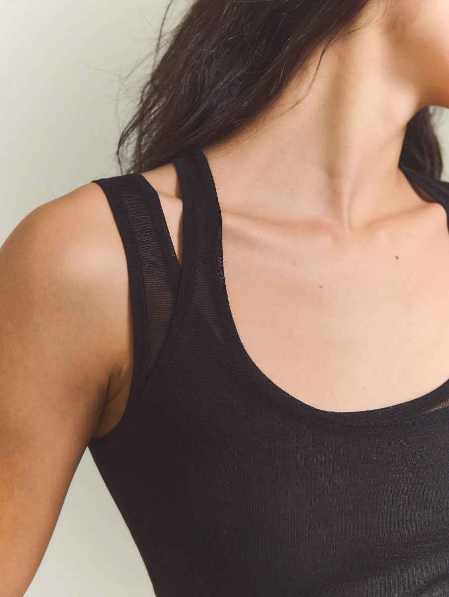 [ Premium ⚜️ ] Leila Layered Knit Top - Black