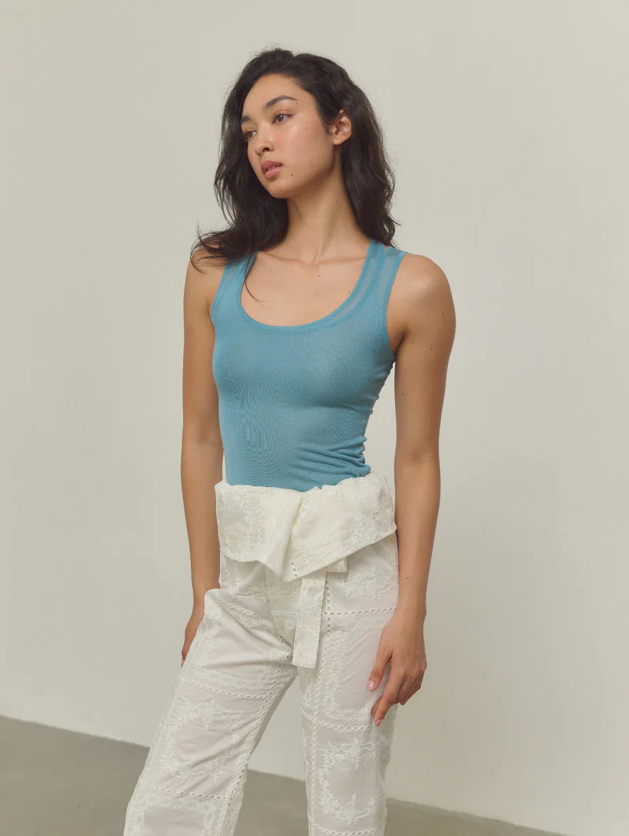 [ Premium ⚜️ ] Leila Layered Knit Top - Blue
