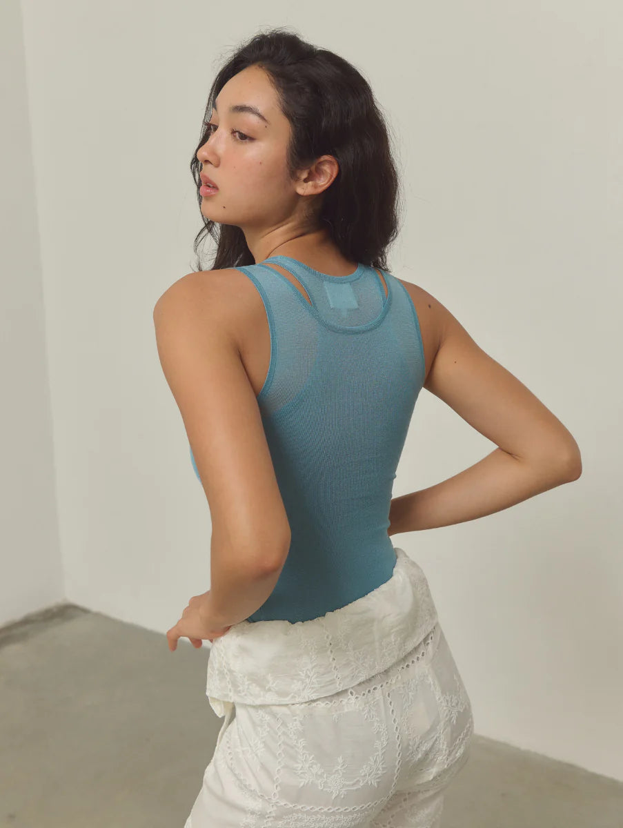 [ Premium ⚜️ ] Leila Layered Knit Top - Blue
