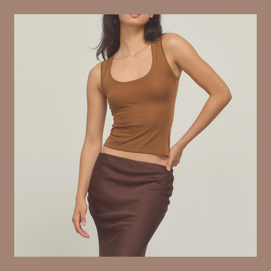 [ Premium ⚜️ ] Leila Layered Knit Top - Brown