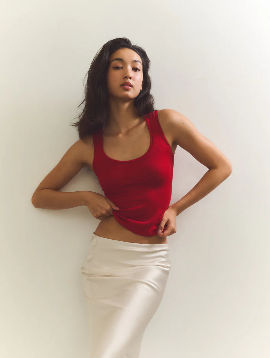[ Premium ⚜️ ] Leila Layered Knit Top - Red