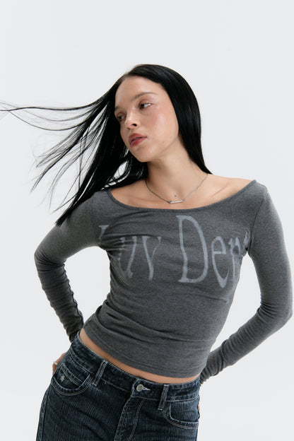 Luv Dept / Signature Luv Dept Tie Up Top - Charcoal
