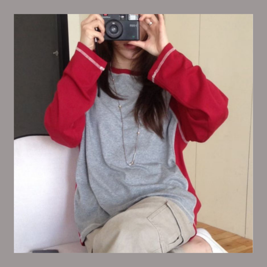 Contrast Stitch Raglan Long Sleeve - 4 colours