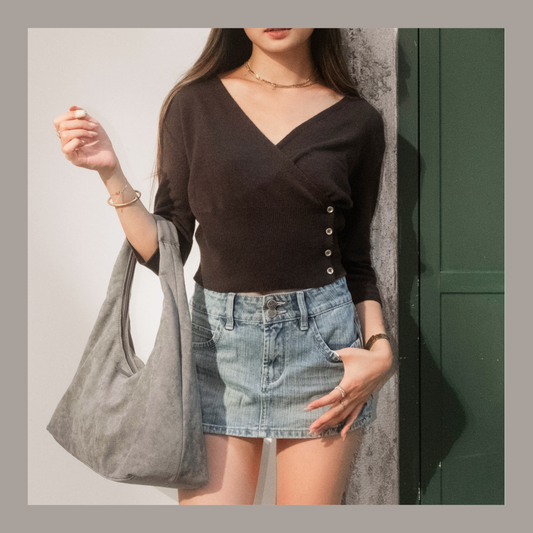 V-neck Wrap Knit Top - 3 colours