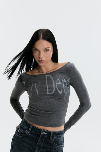 Luv Dept / Signature Luv Dept Tie Up Top - Charcoal