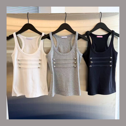 🆕 Military Trim Ribbed Racerback Tank - 3 colours