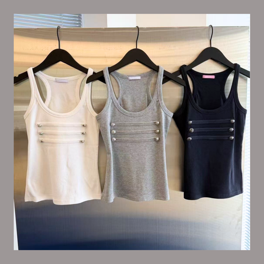 🆕 Military Trim Ribbed Racerback Tank - 3 colours