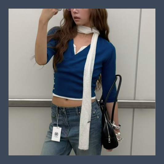 V-neck Wrap Knit Top - 3 colours