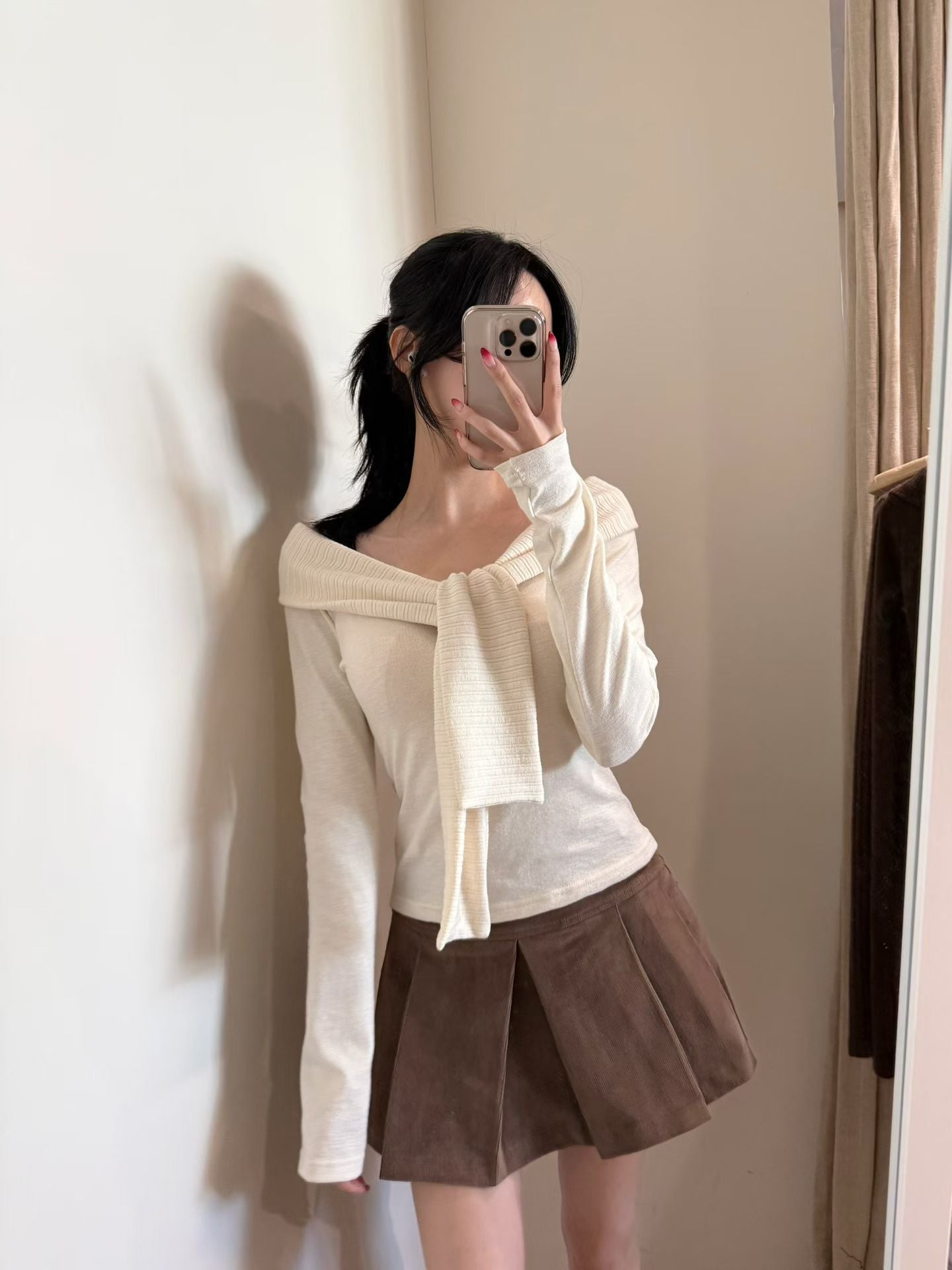 [ 🆕 氣質小性感 假兩件一字膊 ] Knot Off Shoulder Top - 3 colours