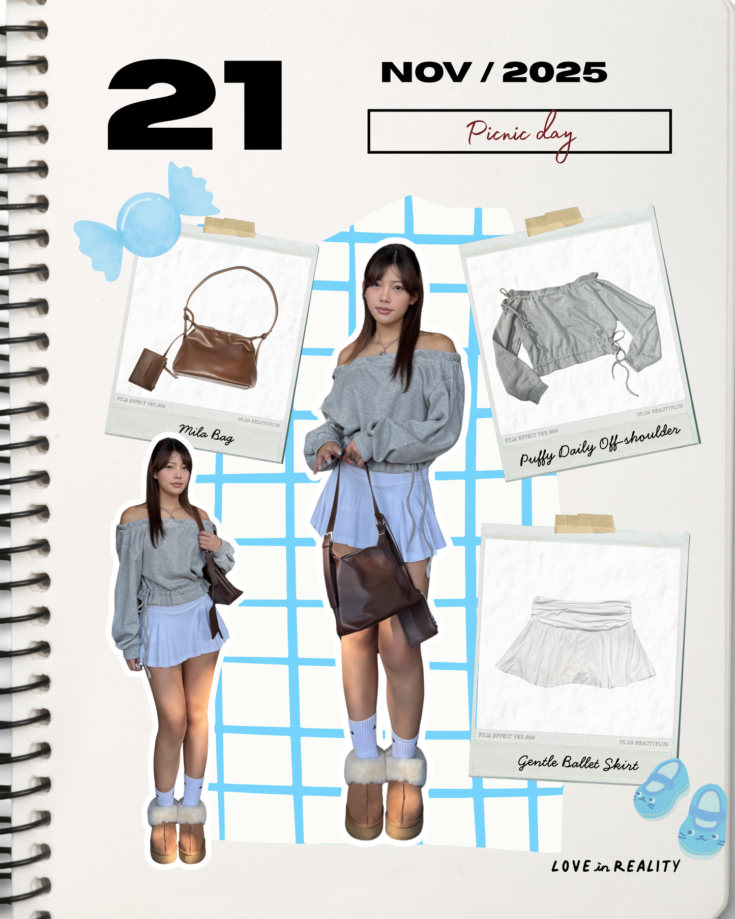 [ 🆕 漲卜卜 puffy 綁帶一字膊 ] Puffy Daily Off-shoulder Sweatshirt - 2 colours