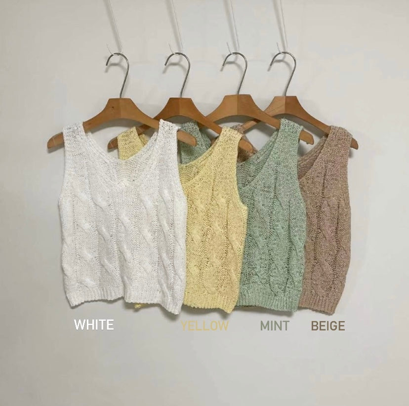 [ 大驚喜! 涼爽針織質地~ ] Breezy Icy Knit Vest - 4 colours