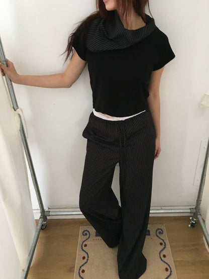 [ 🆕 極力大推薦 .✦ ݁˖ 清爽涼浸浸⋆˚࿔直間休長褲 ] Everyday Pants Stripes (with small scarf) - 2 colours