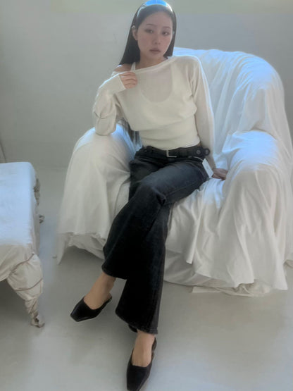 [ 🆕 軟淋淋~ 斜膊軟薄冷衫] Couch Sheer Sweater - 4 colours
