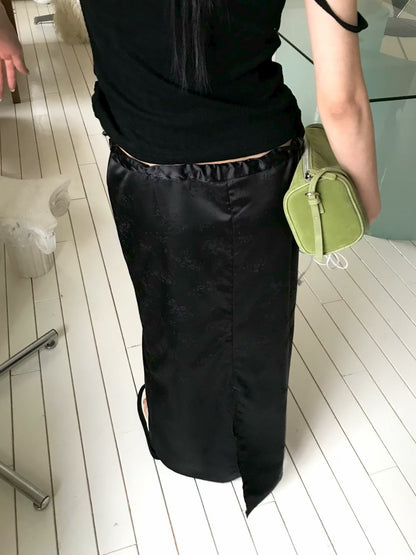 🆕 Satin Jacquard Drawstring Maxi Skirt - 2 colours