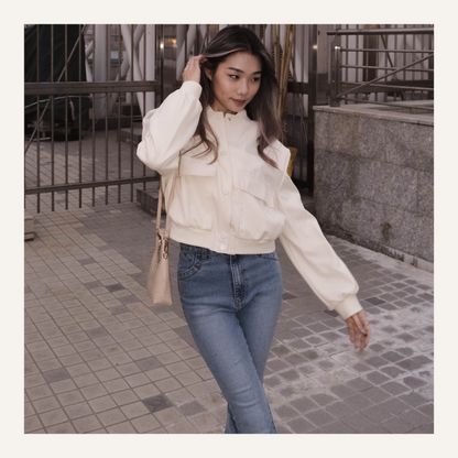 [ 基礎款飛機褸! ] White Castle Bomber Jacket