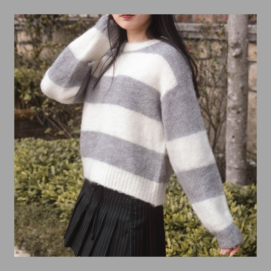 [ 棉花糖橫間冷衫 ] So Soft Sweetie Sweater Stripes - Grey