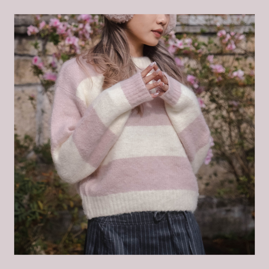 [ 棉花糖橫間冷衫 ] So Soft Sweetie Sweater Stripes - Baby Pink