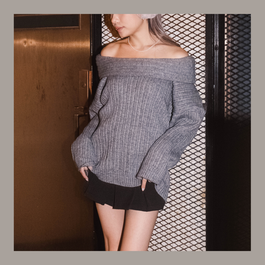 [ 歐美甜美造型必備! ] Oversized Off-shoulder Chunky Sweater