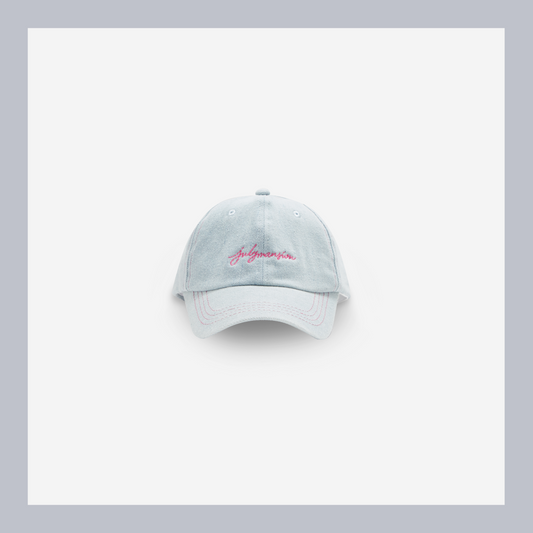 July Mansion - TJM Handwritten Cap in Pink/Light Denim