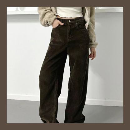 [十萬個推薦! 慵懶直腳 軟熟燈芯絨闊腳褲 ] No Worries Corduroy Wide Leg Pants - 3 colours