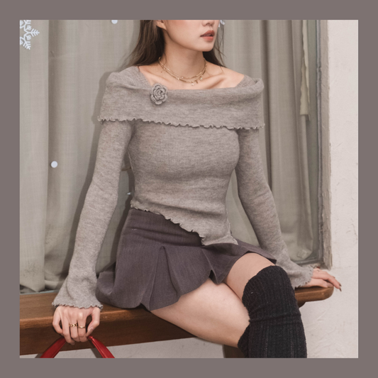 [ 溫柔 • 軟熟 🪩❤️‍🩹 針織一字膊 ] Once Off Shoulder Knit Top