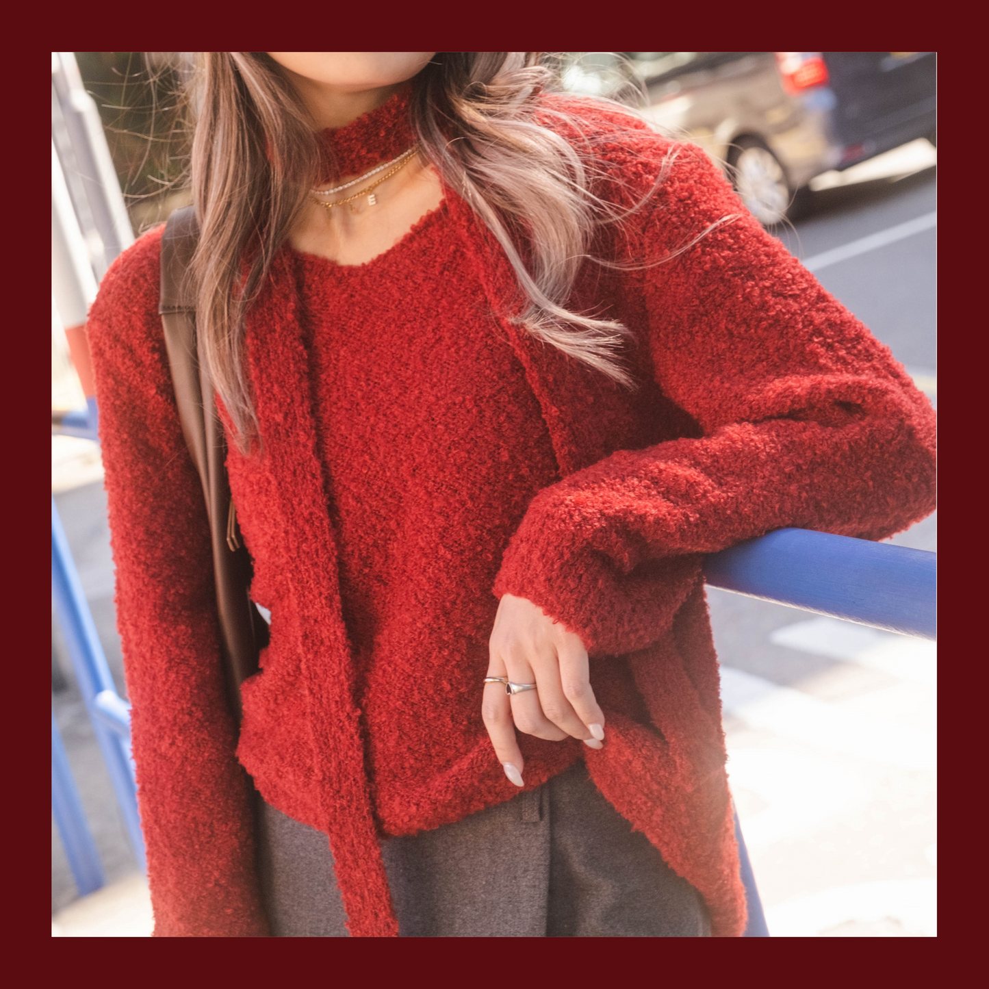 [ 紅運當頭 🍒🍷🍓 開年 top! ] Cherry's Red Knit Top