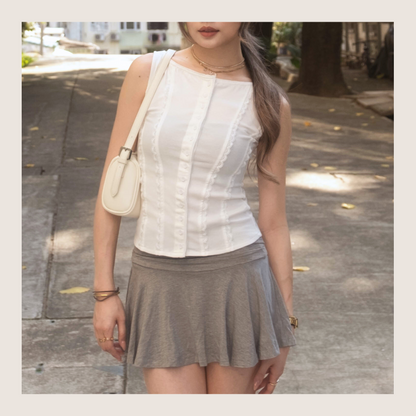 [ 復古田園風 🧺🕊️ 超顯身材~ 高領背心 ] Cottage Sweet Top - 2 colours