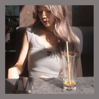 [ 簡約中的小性感 💖🪽 窩夫格親膚綁帶 top ]  Waffle Tie-Up Baby Tee - 3 colours