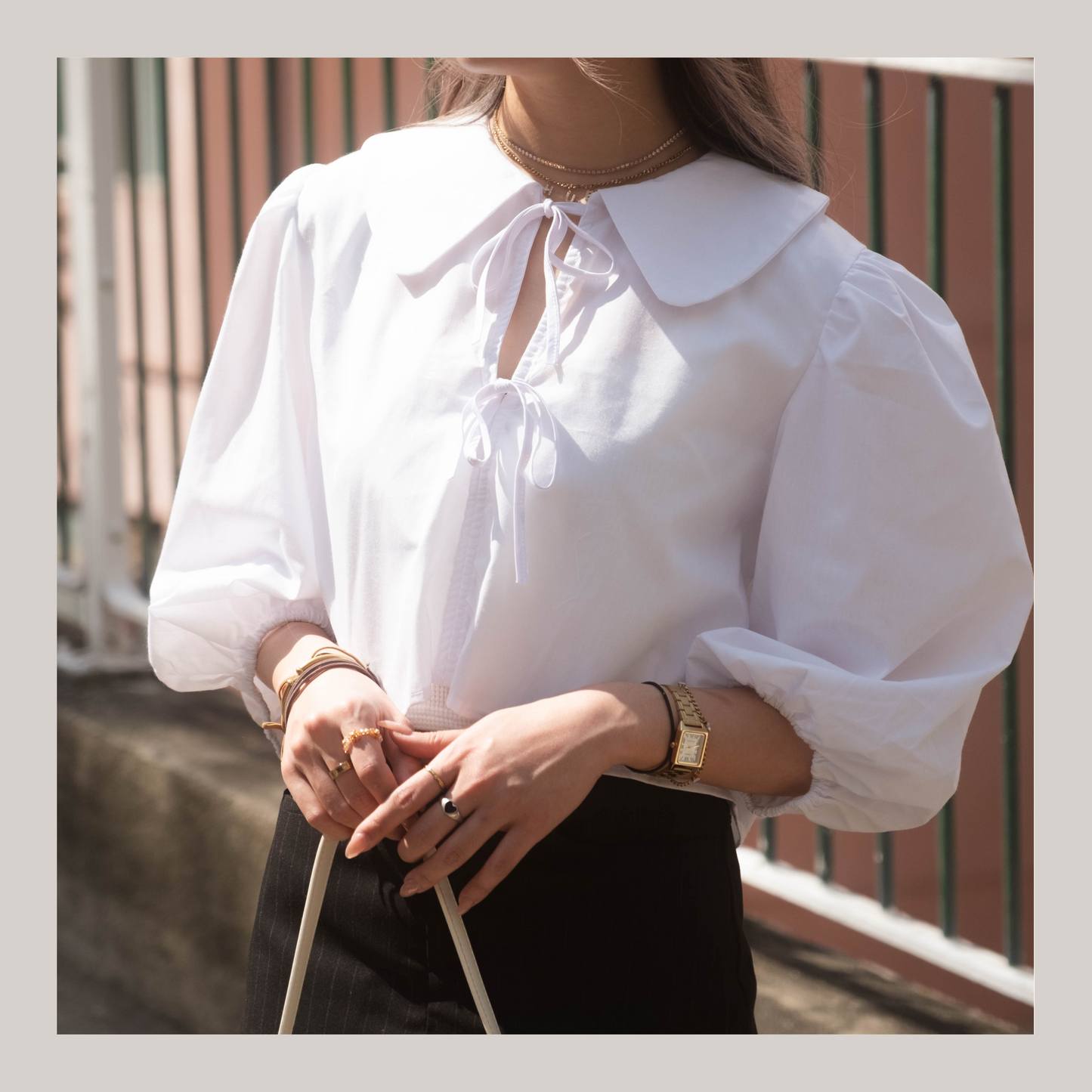 [ 法式小可愛 🥖🇫🇷 泡泡袖薄恤衫 ]  Fly Me To Paris Bubble Shirt