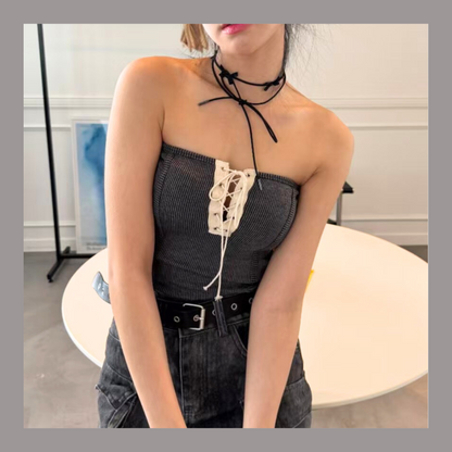 [ 🆕 復古玩味 🎱⋆⭒˚.⋆ 小性感 padded top ] Padded Tie Up Top - 3 colours