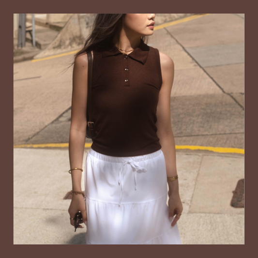 [ 🆕 美式復古 🧸📮 軟腍腍親膚 polo 背心 ] Soft Knit Sleeveless Top - 3 colours